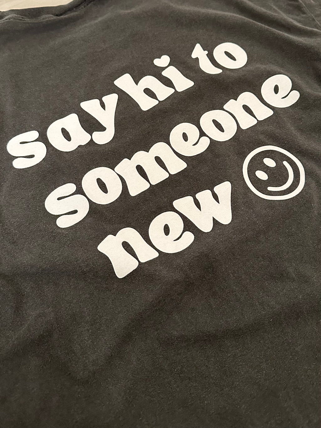 say hi to someone new long sleeve (grey) :)